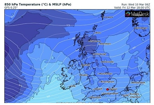 UK and europe daily weather forecast latest, march 12: a breezy day with sunny spells scattered showers, wintry over hills in the north